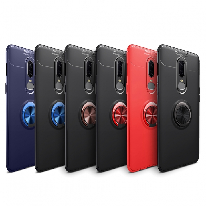 [Ring Bracket]TPU Shock Absorber Shell Creative Magnetic Car Bracket Cover for OnePlus 6