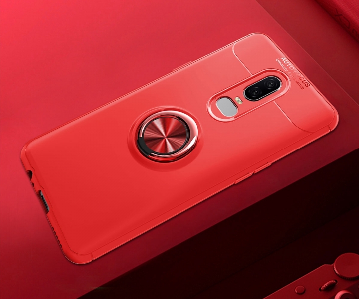 [Ring Bracket]TPU Shock Absorber Shell Creative Magnetic Car Bracket Cover for OnePlus 6