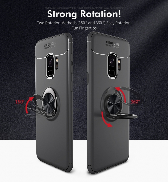 [Ring Bracket]TPU Shock Absorber Shell Creative Car Bracket Cover for Samsung Galaxy S9+/SM-G965F