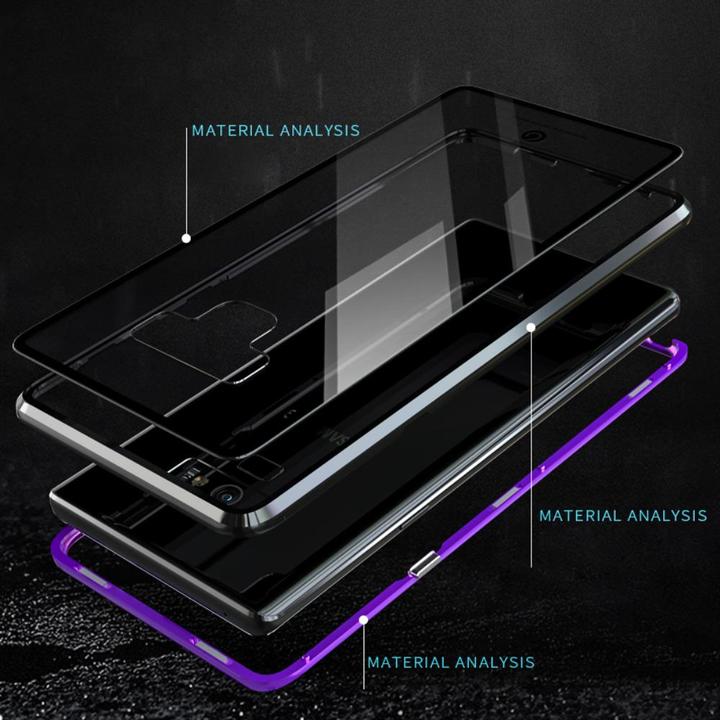 Samsung Galaxy Note 9 Protective Case ，[Magnetic Metal Frame + Tempered Glass Clear Back]
