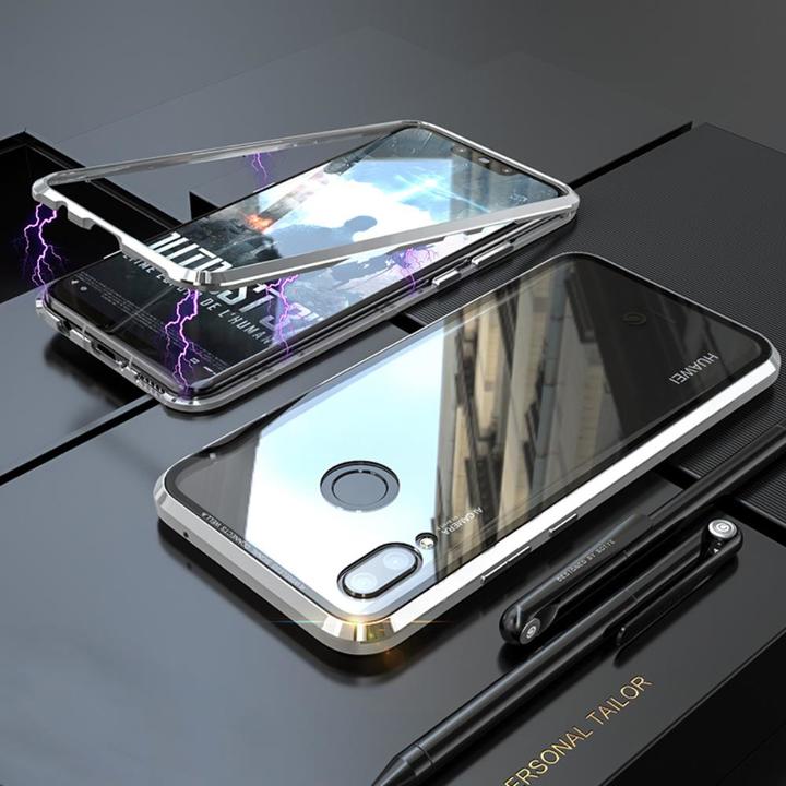 Huawei Nove 3 Protective Case ，[Magnetic Metal Frame + Tempered Glass Clear Back]