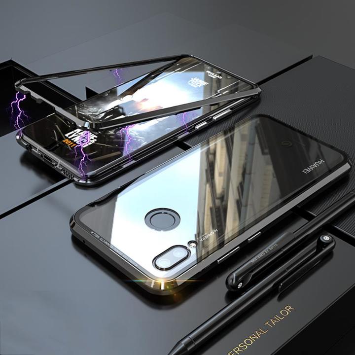Huawei Nove 3 Protective Case ，[Magnetic Metal Frame + Tempered Glass Clear Back]