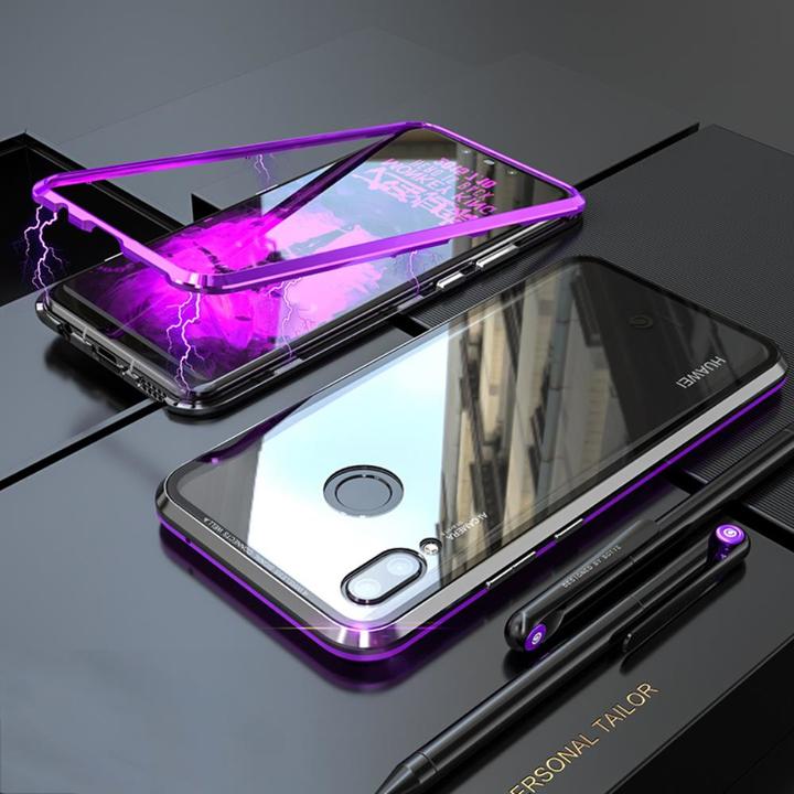 Huawei Nove 3 Protective Case ，[Magnetic Metal Frame + Tempered Glass Clear Back]