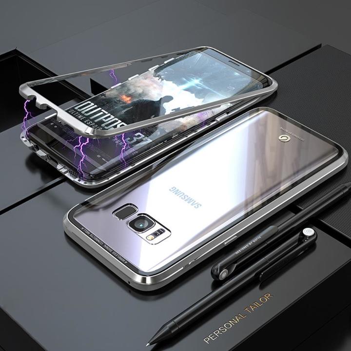 Samsung Galaxy S8 Protective Case ，[Magnetic Metal Frame + Tempered Glass Clear Back]