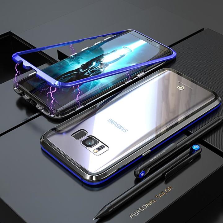 Samsung Galaxy S8 Protective Case ，[Magnetic Metal Frame + Tempered Glass Clear Back]