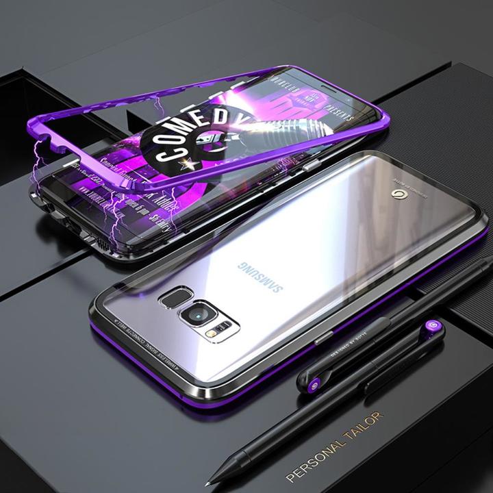 Samsung Galaxy S8 Protective Case ，[Magnetic Metal Frame + Tempered Glass Clear Back]