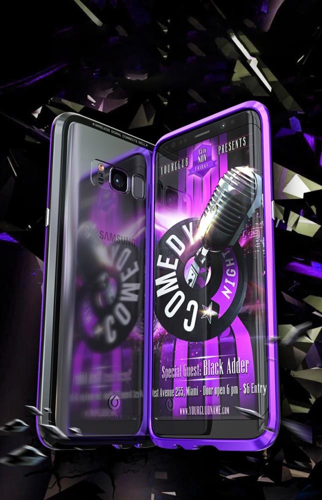 Samsung Galaxy S8 Protective Case ，[Magnetic Metal Frame + Tempered Glass Clear Back]