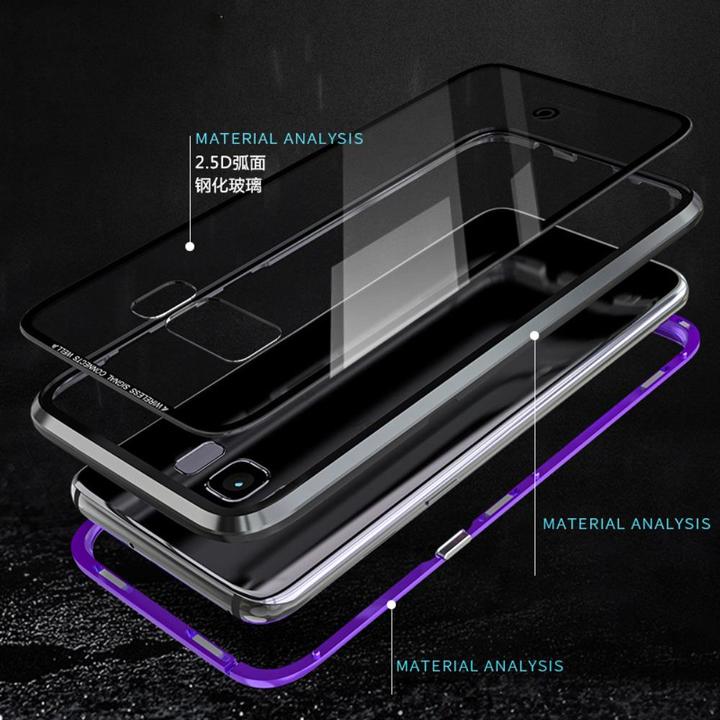 Samsung Galaxy S8 Protective Case ，[Magnetic Metal Frame + Tempered Glass Clear Back]