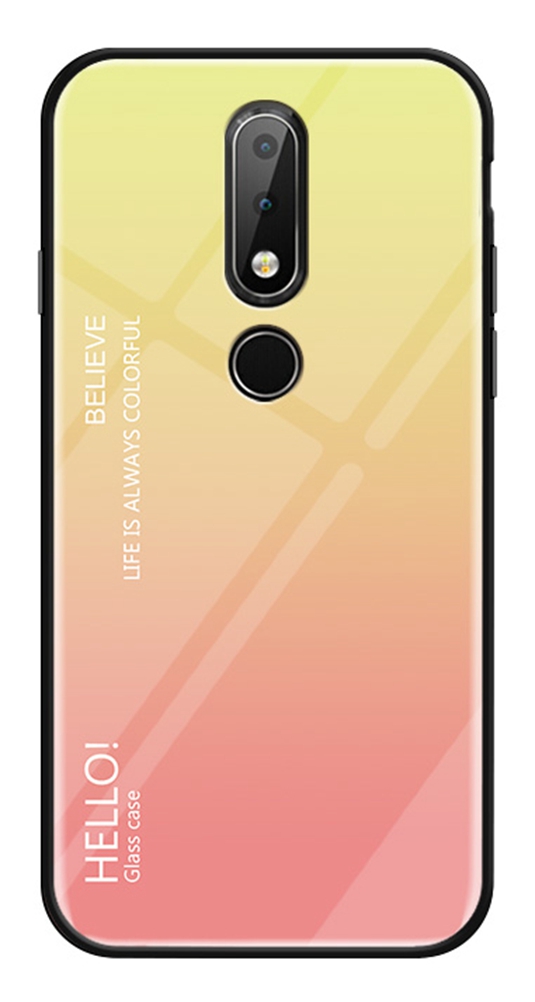 Gradient Change Color Tempered Glass Case Soft TPU Phone Cover Case for Nokia 6.1 Plus (Nokia X6)