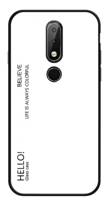 Gradient Change Color Tempered Glass Case Soft TPU Phone Cover Case for Nokia 6.1 Plus (Nokia X6)