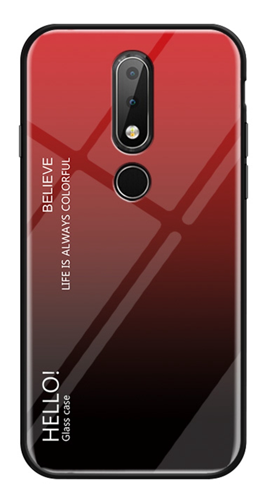 Gradient Change Color Tempered Glass Case Soft TPU Phone Cover Case for Nokia 6.1 Plus (Nokia X6)