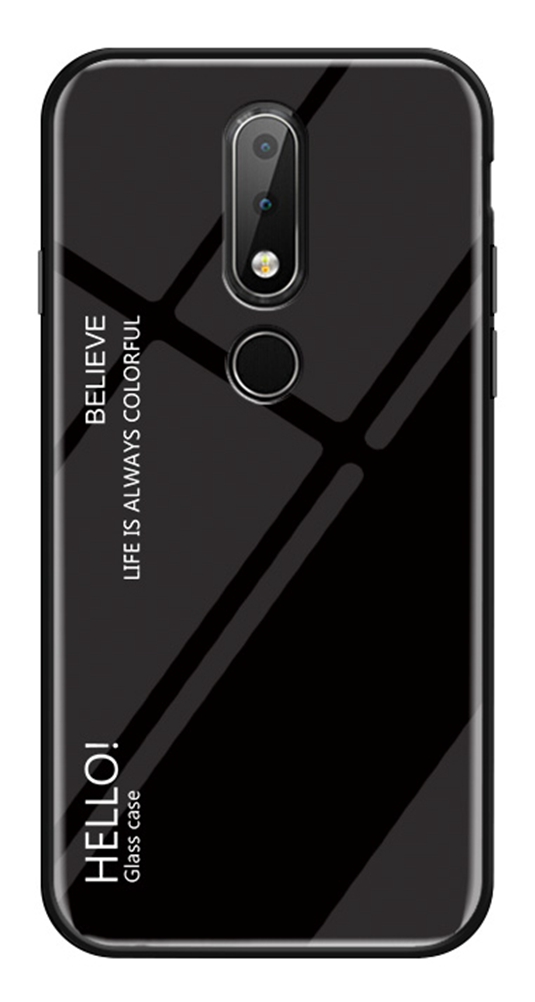 Gradient Change Color Tempered Glass Case Soft TPU Phone Cover Case for Nokia 6.1 Plus (Nokia X6)