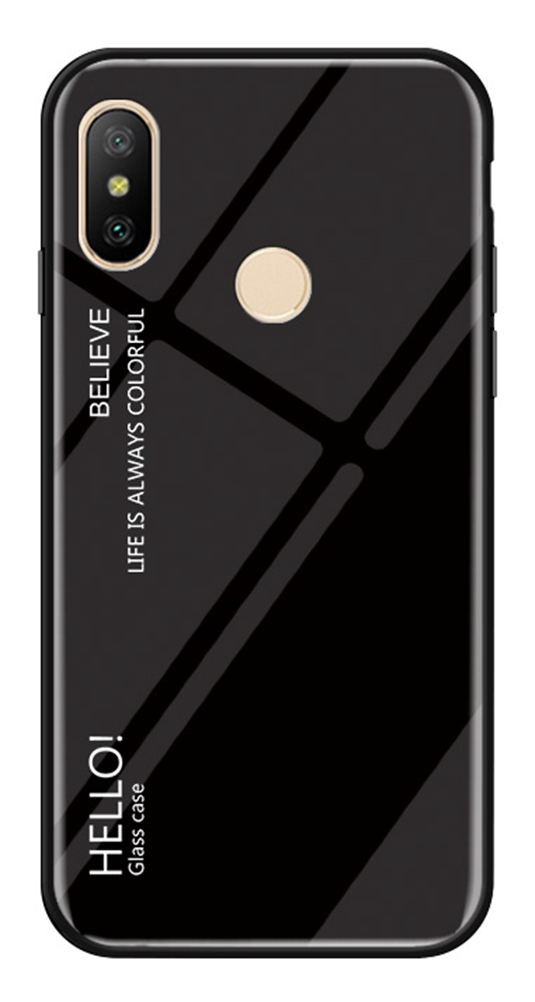 Gradient Change Color Tempered Glass Case Soft TPU Phone Cover Case for Xiaomi Mi 8