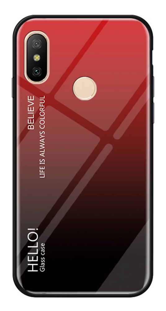 Gradient Change Color Tempered Glass Case Soft TPU Phone Cover Case for Xiaomi Mi 8