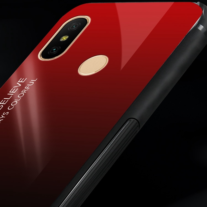 Gradient Change Color Tempered Glass Case Soft TPU Phone Cover Case for Xiaomi Mi 8