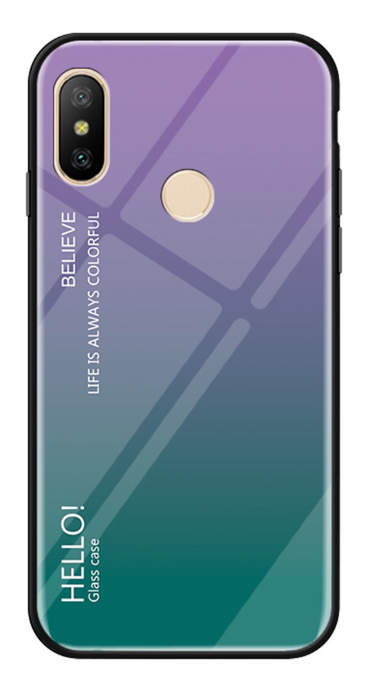 Gradient Change Color Tempered Glass Case Soft TPU Phone Cover Case for Xiaomi Mi 8