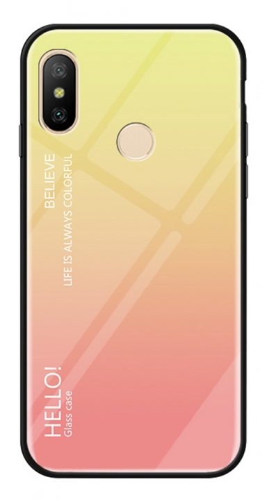 Gradient Change Color Tempered Glass Case Soft TPU Phone Cover Case for Xiaomi Mi 8