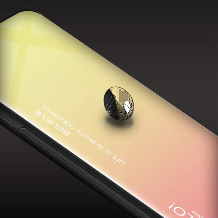 Gradient Change Color Tempered Glass Case Soft TPU Phone Cover Case for Xiaomi Mi 8