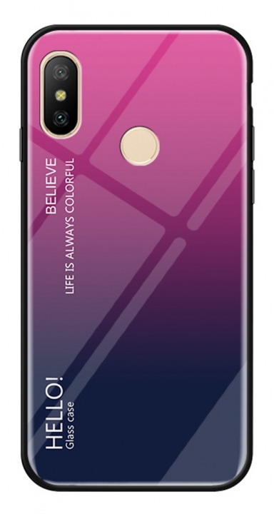 Gradient Change Color Tempered Glass Case Soft TPU Phone Cover Case for Xiaomi Mi 8