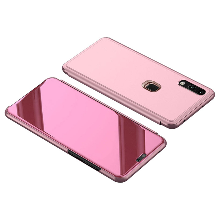 Translucent View Mirror Case Flip Electroplate Stand Smart Cover for Huawei P20 Lite(Nova 3E)