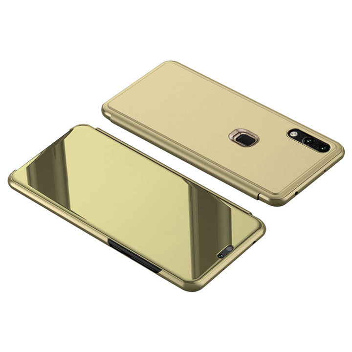 Translucent View Mirror Case Flip Electroplate Stand Smart Cover for Huawei P20 Lite(Nova 3E)