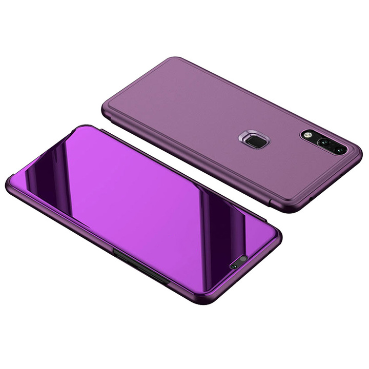 Translucent View Mirror Case Flip Electroplate Stand Smart Cover for Huawei P20 Lite(Nova 3E)