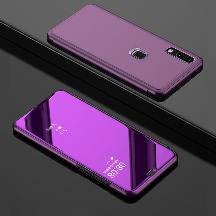 Translucent View Mirror Case Flip Electroplate Stand Smart Cover for Huawei P20 Lite(Nova 3E)