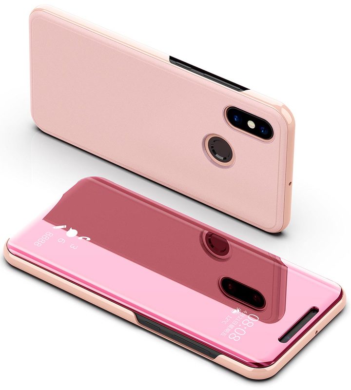 Translucent View Mirror Case Flip Electroplate Stand Smart Cover for  Xiaomi Mi 8