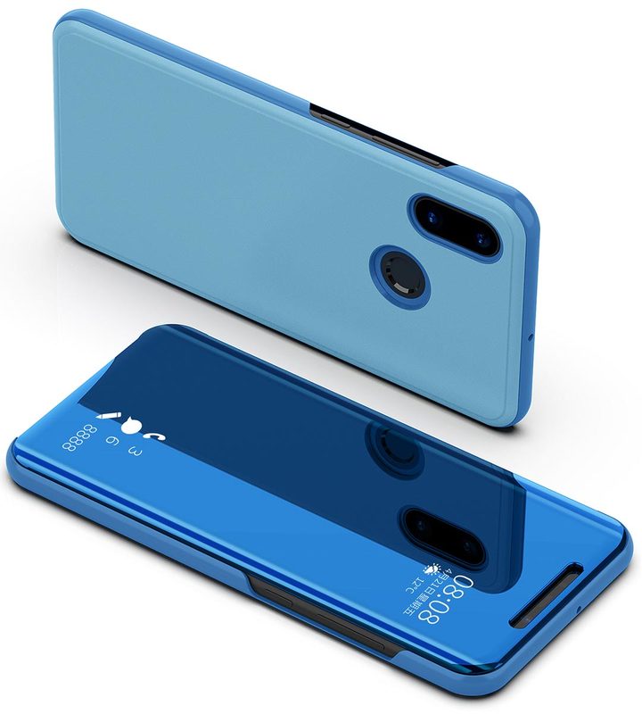 Translucent View Mirror Case Flip Electroplate Stand Smart Cover for  Xiaomi Mi 8
