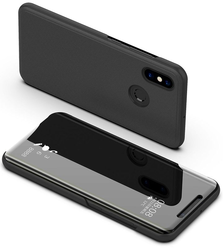 Translucent View Mirror Case Flip Electroplate Stand Smart Cover for  Xiaomi Mi 8