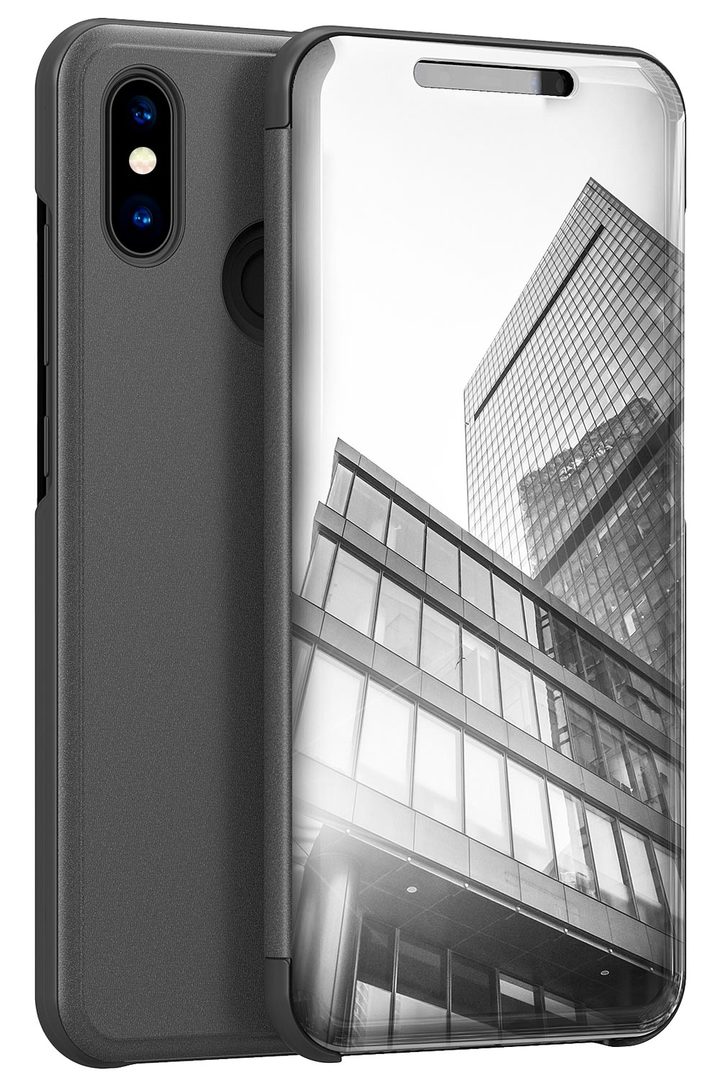 Translucent View Mirror Case Flip Electroplate Stand Smart Cover for  Xiaomi Mi 8