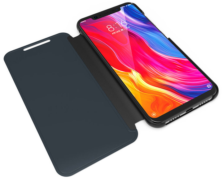 Translucent View Mirror Case Flip Electroplate Stand Smart Cover for  Xiaomi Mi 8