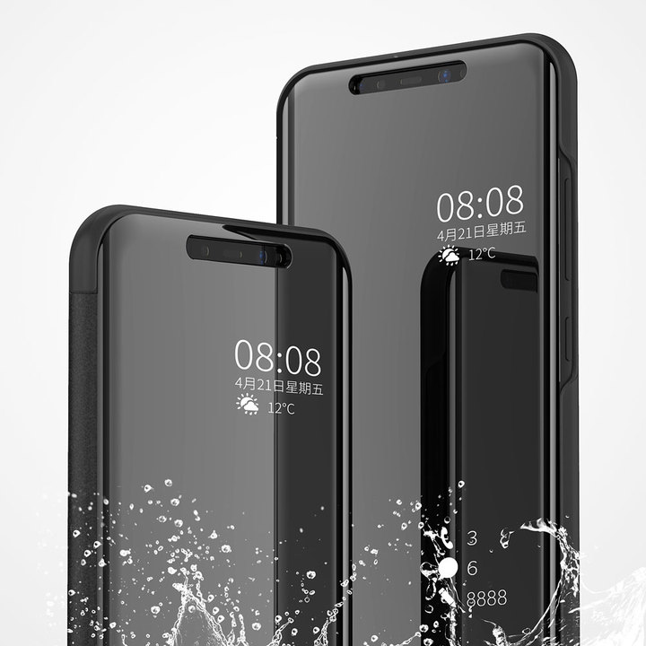 Translucent View Mirror Case Flip Electroplate Stand Smart Cover for  Xiaomi Mi 8