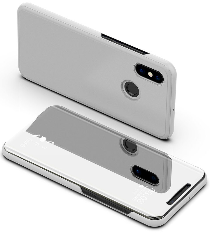 Translucent View Mirror Case Flip Electroplate Stand Smart Cover for  Xiaomi Mi 8