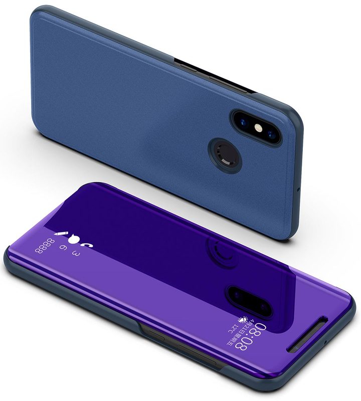 Translucent View Mirror Case Flip Electroplate Stand Smart Cover for  Xiaomi Mi 8
