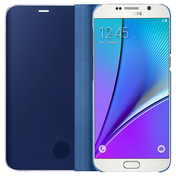 S-View Flip Case Ultra Slim Translucent Mirror Smart Case Cover for  Samsung Galaxy Note 5
