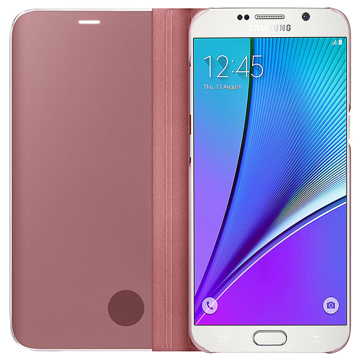 S-View Flip Case Ultra Slim Translucent Mirror Smart Case Cover for  Samsung Galaxy Note 5