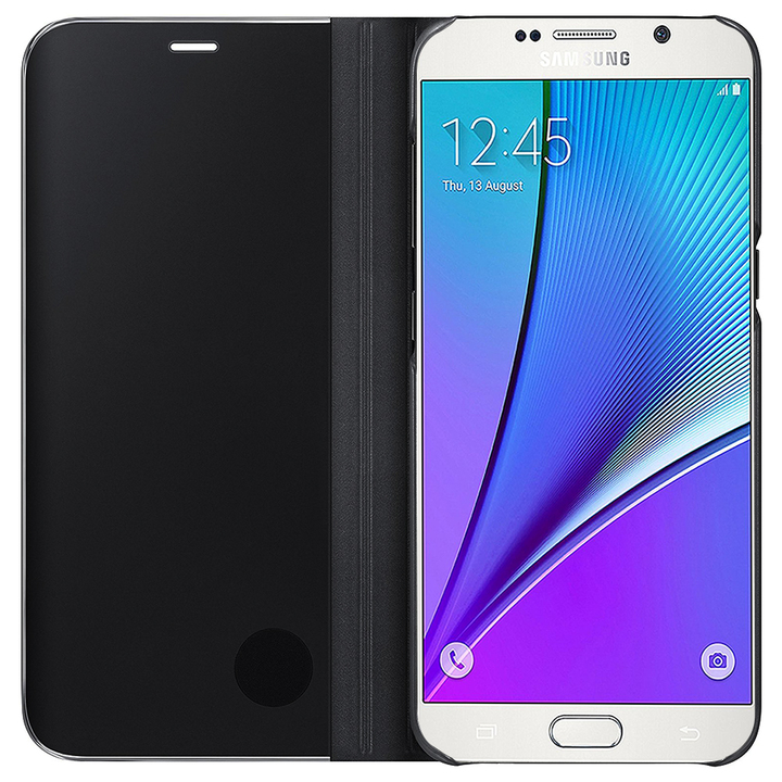S-View Flip Case Ultra Slim Translucent Mirror Smart Case Cover for  Samsung Galaxy Note 5