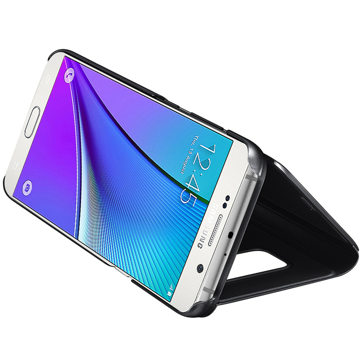 S-View Flip Case Ultra Slim Translucent Mirror Smart Case Cover for  Samsung Galaxy Note 5
