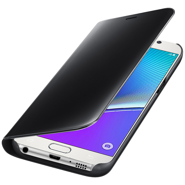 S-View Flip Case Ultra Slim Translucent Mirror Smart Case Cover for  Samsung Galaxy Note 5
