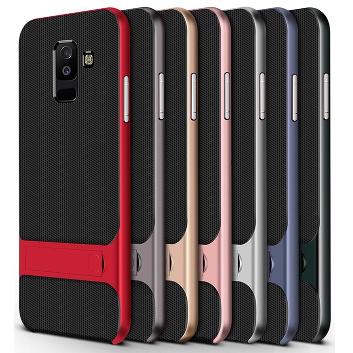 Dual Layer Protector Cover with Rugged PC Stand Bumper for Samsung Galaxy A6 plus 2018
