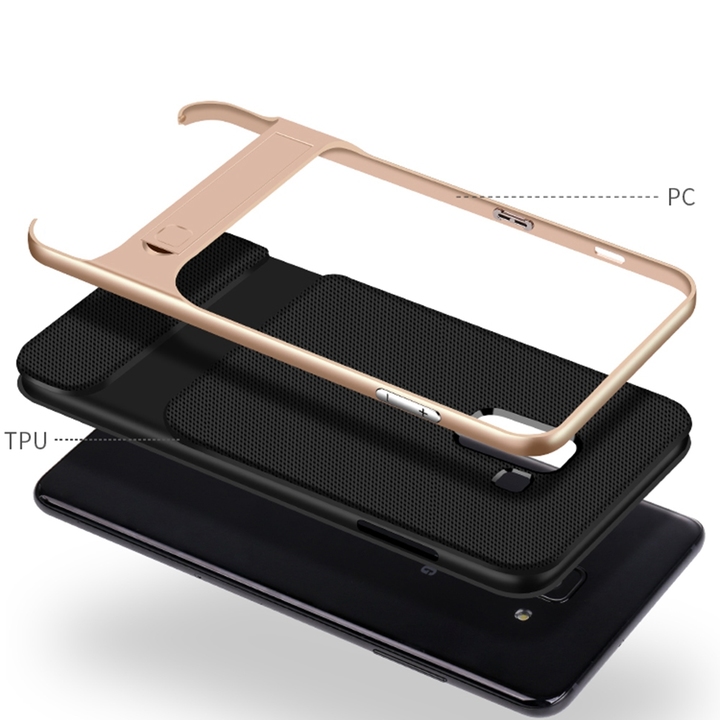 Dual Layer Protector Cover with Rugged PC Stand Bumper for Samsung Galaxy A6 plus 2018