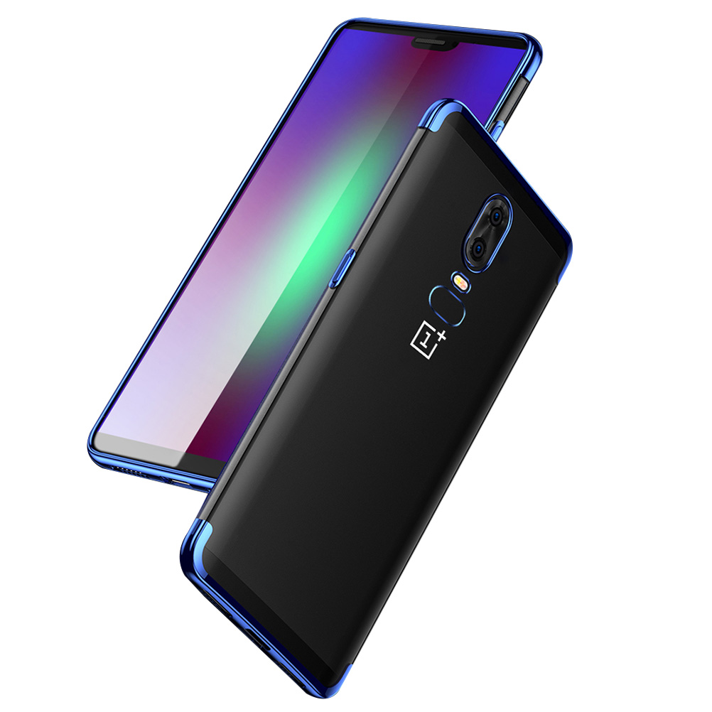 Soft TPU Transparent Plating Frame Shockproof Case for OnePlus 6