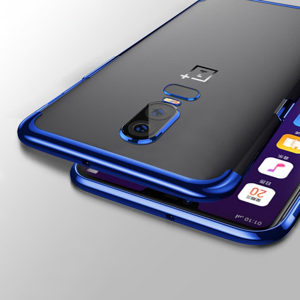 Soft TPU Transparent Plating Frame Shockproof Case for OnePlus 6