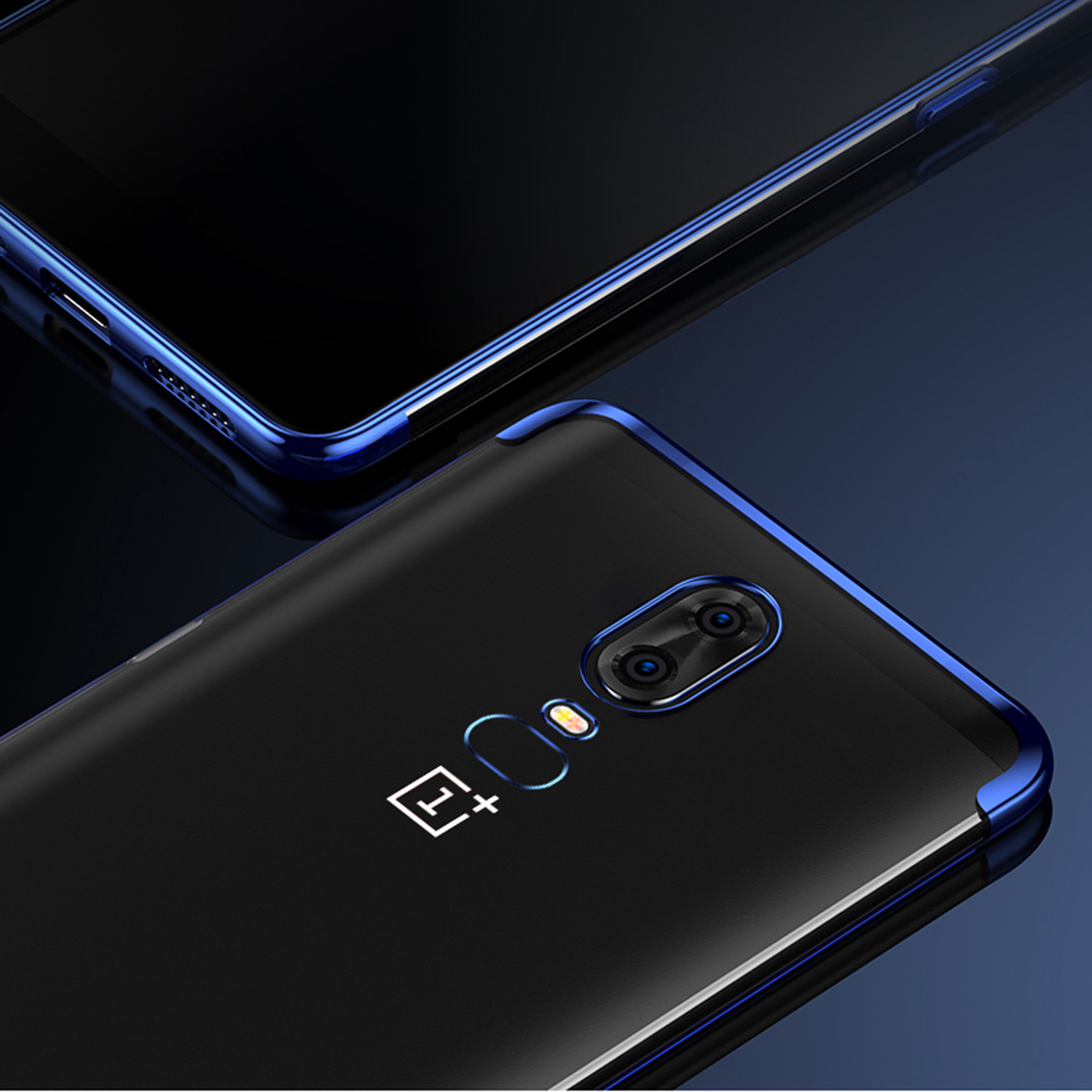Soft TPU Transparent Plating Frame Shockproof Case for OnePlus 6