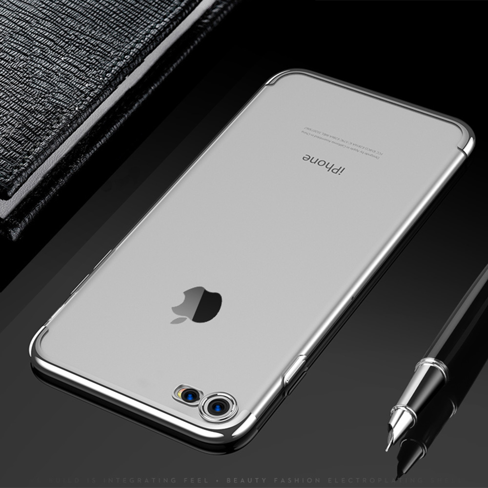 Soft TPU Transparent Plating Frame Shockproof Case for iPhone 7 iPhone 8