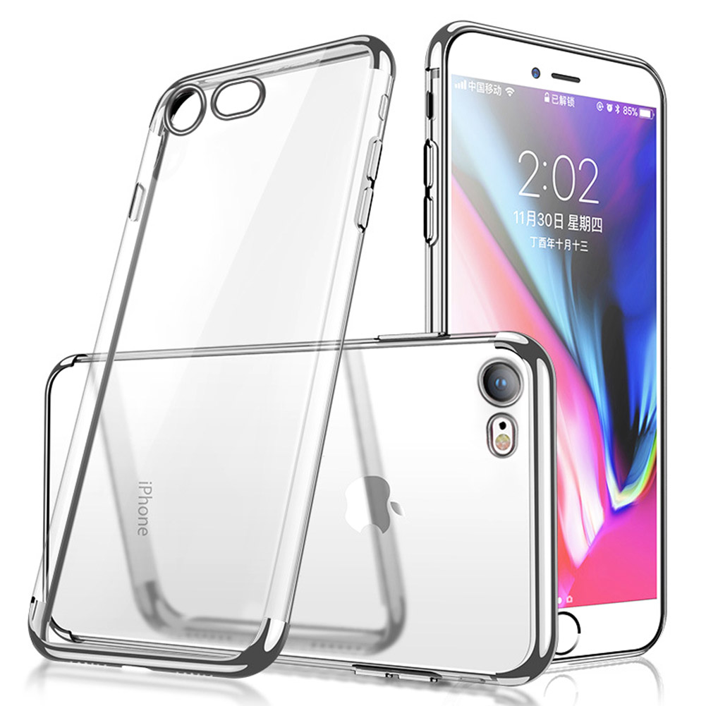 Soft TPU Transparent Plating Frame Shockproof Case for iPhone 7 iPhone 8