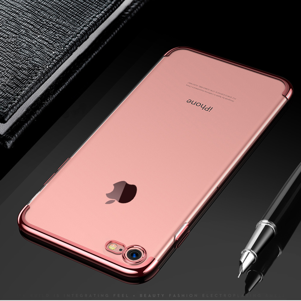 Soft TPU Transparent Plating Frame Shockproof Case for iPhone 7 iPhone 8
