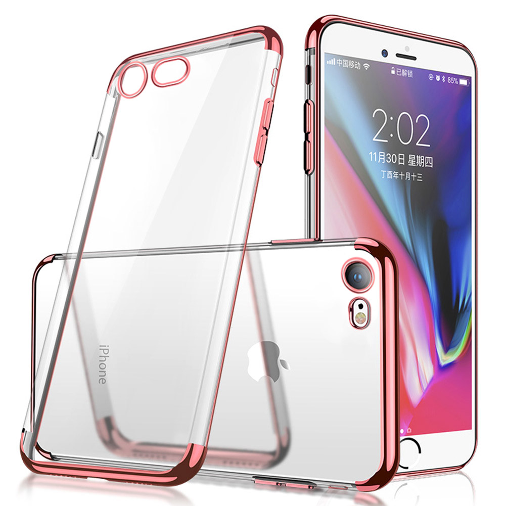 Soft TPU Transparent Plating Frame Shockproof Case for iPhone 7 iPhone 8