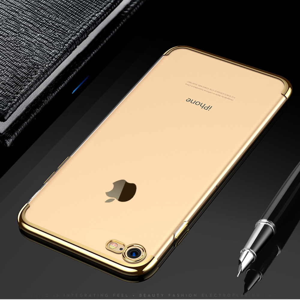 Soft TPU Transparent Plating Frame Shockproof Case for iPhone 7 iPhone 8